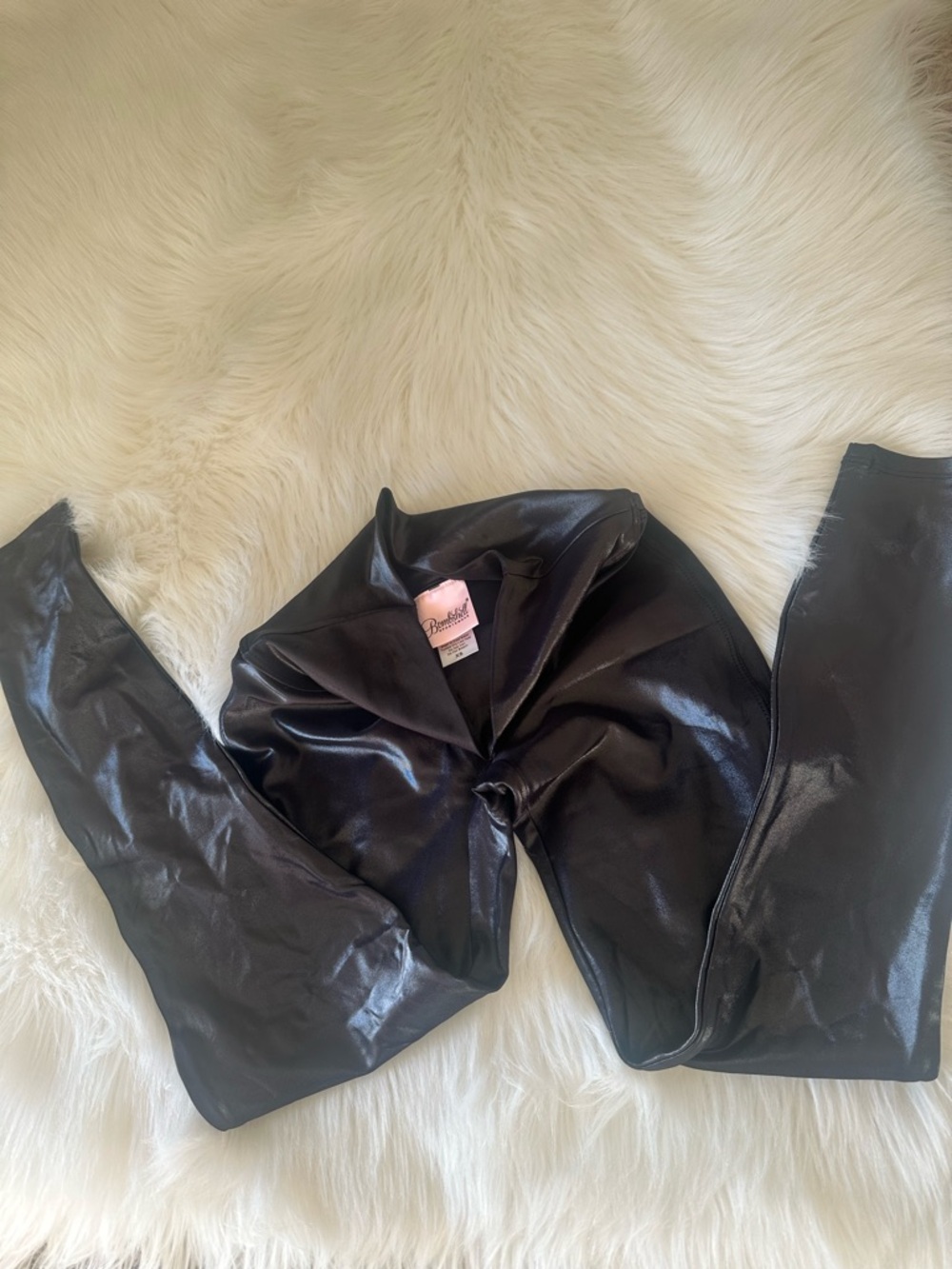 Bombshell Sportswear Shiny Black Gloss Leggings. XS.